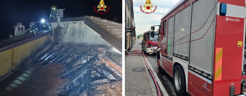 Gravellona, incendio a tetto. Evacuata palazzina di tre piani 